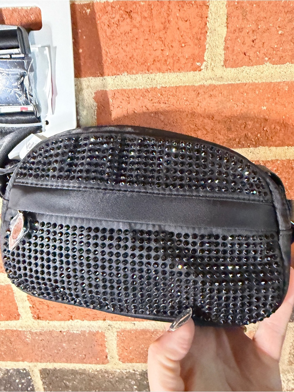 Steve Madden Black Crystal-Studded Crossbody Bag